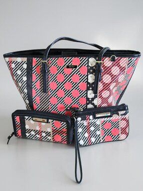 Nine West Orange Black & White Purse or Bag, Matching Wallet and Wristlet